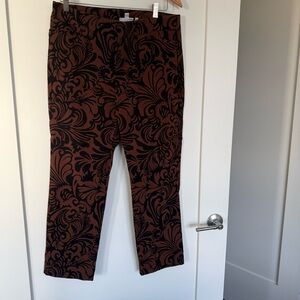 Chico’s | Petite Brigitte Slim Ankle Brown & Black Patterned Pants Size 12P